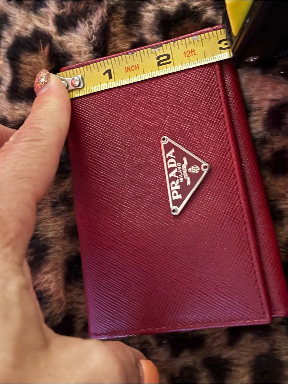 Prada Red Saffiano Leather Triangular Plaque Card case wallet - Picture 5 of 5